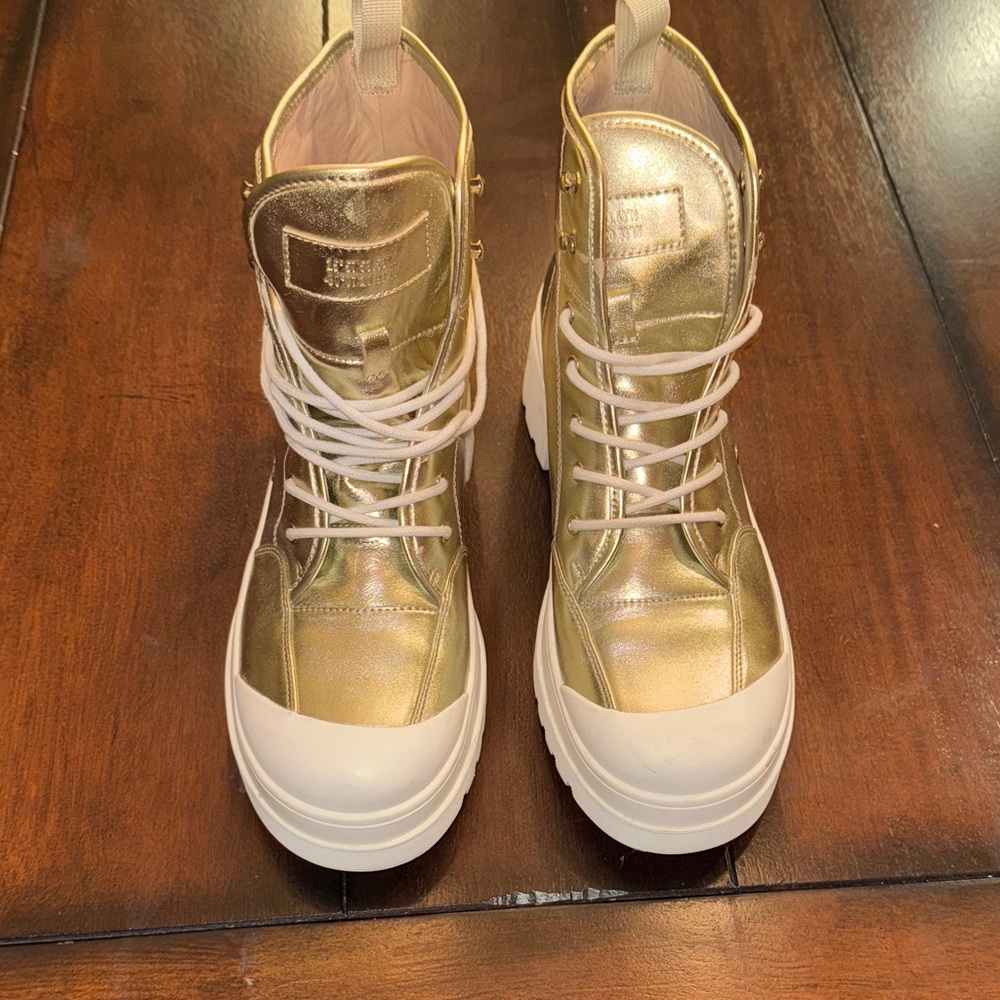 Stylish Gold Combat Boots for Women